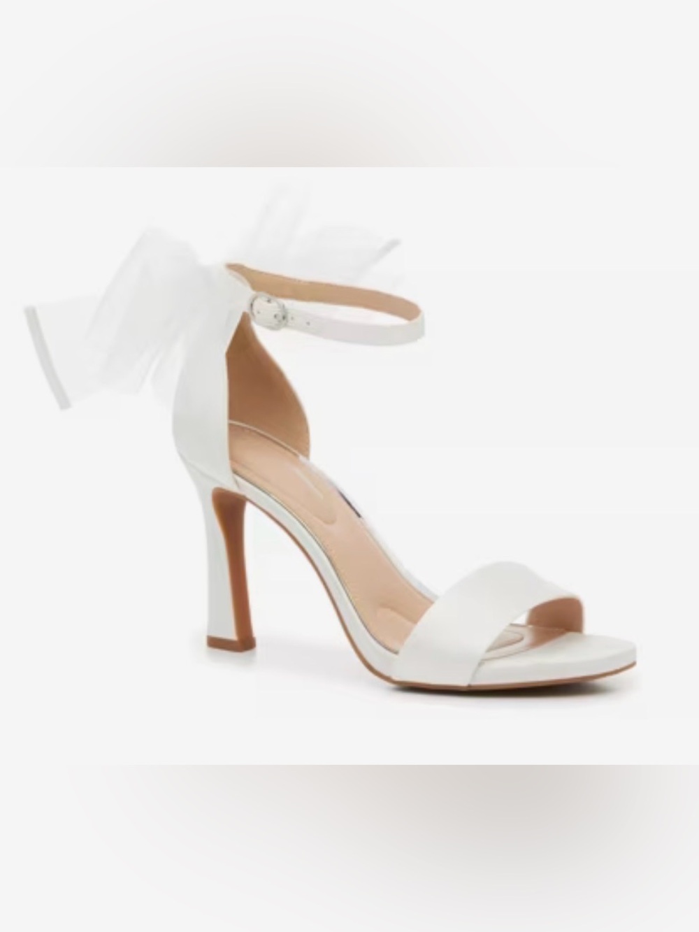 White Ankle-Strap High Heel Sandal with bow Kelly and Katie brand